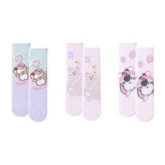 Sweetnana 3-Pack Women’s Cozy Crew Socks – Fuzzy Winter Tube Socks with Cute Cartoon Animals, Perfect for Lounge Wear and Warmth