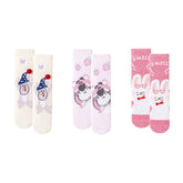 Sweetnana 3-Pack Women’s Cozy Crew Socks – Fuzzy Winter Tube Socks with Cute Cartoon Animals, Perfect for Lounge Wear and Warmth