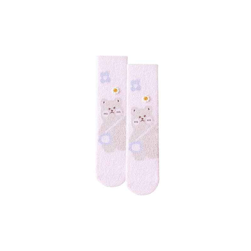 Sweetnana Women&Kid Cozy Crew Socks – Cute Cartoon Animals Series, Thickened and Fuzzy Tube Socks for Winter