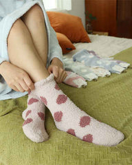 Sweetnana 3-Pack Polka Dot Series Cozy Crew Socks for Women, Thickened Non-Slip Slipper Socks, Ideal for Winter Warmth and Comfortable Lounge Wear