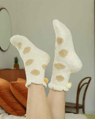 Sweetnana 3-Pack Polka Dot Series Cozy Crew Socks for Women, Thickened Non-Slip Slipper Socks, Ideal for Winter Warmth and Comfortable Lounge Wear