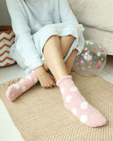 Sweetnana 3-Pack Polka Dot Series Cozy Crew Socks for Women, Thickened Non-Slip Slipper Socks, Ideal for Winter Warmth and Comfortable Lounge Wear