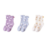 Sweetnana 3-Pack Polka Dot Series Cozy Crew Socks for Women, Thickened Non-Slip Slipper Socks, Ideal for Winter Warmth and Comfortable Lounge Wear