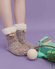 Sweetnana Women’s Cozy Crew Slipper Socks, Cute Colorful Non-Slip Fuzzy Socks, Super Soft Thickened Lounge Wear Socks, Perfect for Winter Comfort and Warmth