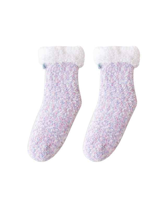 Sweetnana Women’s Cozy Crew Slipper Socks, Cute Colorful Non-Slip Fuzzy Socks, Super Soft Thickened Lounge Wear Socks, Perfect for Winter Comfort and Warmth