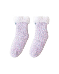Sweetnana Women’s Cozy Crew Slipper Socks, Cute Colorful Non-Slip Fuzzy Socks, Super Soft Thickened Lounge Wear Socks, Perfect for Winter Comfort and Warmth