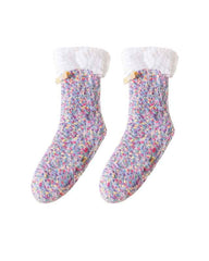 Sweetnana Women’s Cozy Crew Slipper Socks, Cute Colorful Non-Slip Fuzzy Socks, Super Soft Thickened Lounge Wear Socks, Perfect for Winter Comfort and Warmth