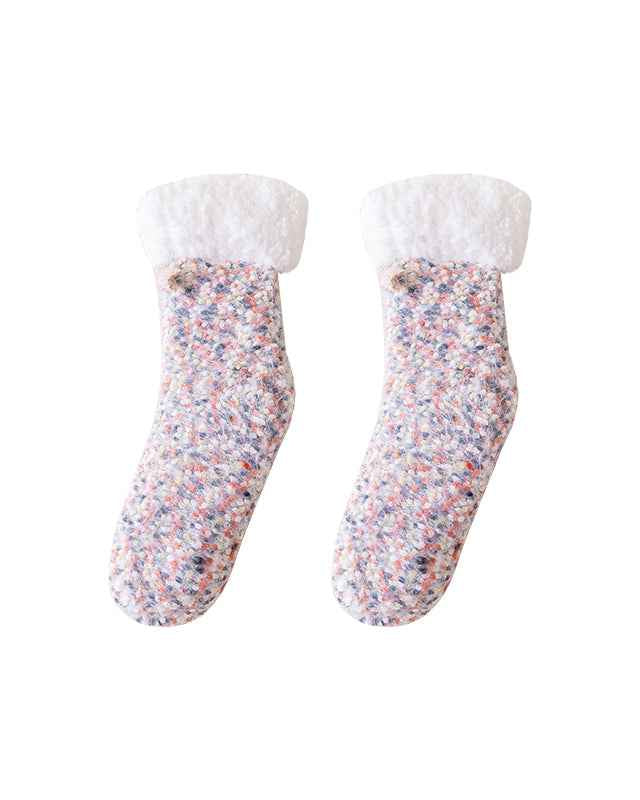 Sweetnana Women’s Cozy Crew Slipper Socks, Cute Colorful Non-Slip Fuzzy Socks, Super Soft Thickened Lounge Wear Socks, Perfect for Winter Comfort and Warmth