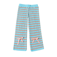 Sweetnana 2024 F/W Colorful striped bow-knot lounge pants, Coral fleece fabric, thickened and warm, Nine-point pants, Colorful home pants pajama pants, Also can be worn outside.