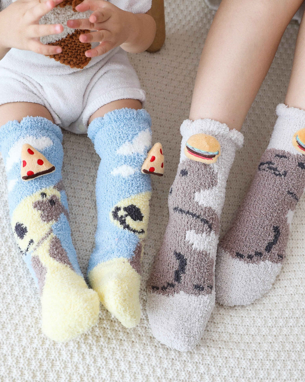 Adult Kids Crew Socks Cartoon Jacquard Series Cozy Thick Fuzzy Non Slip Socks