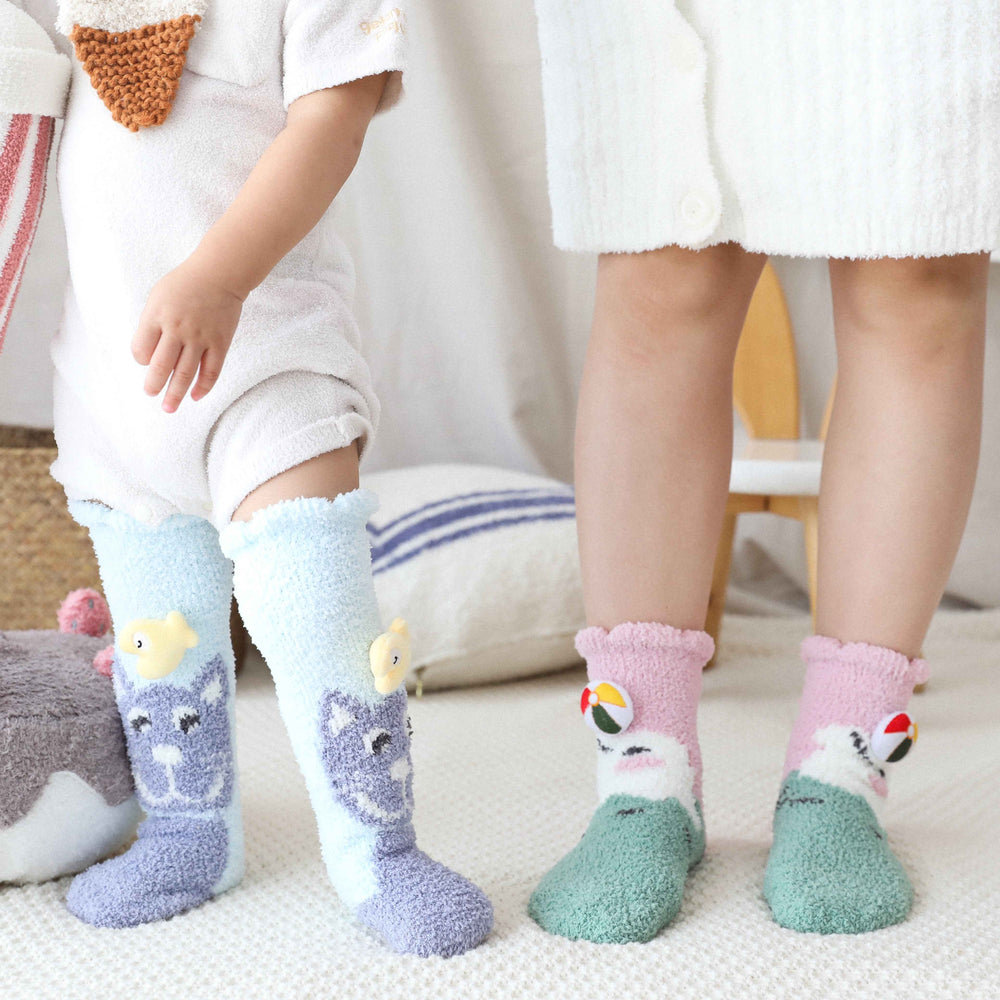 3-Pack Adult Kids Crew Socks Cartoon Jacquard Series Cozy Thick Non Slip Socks