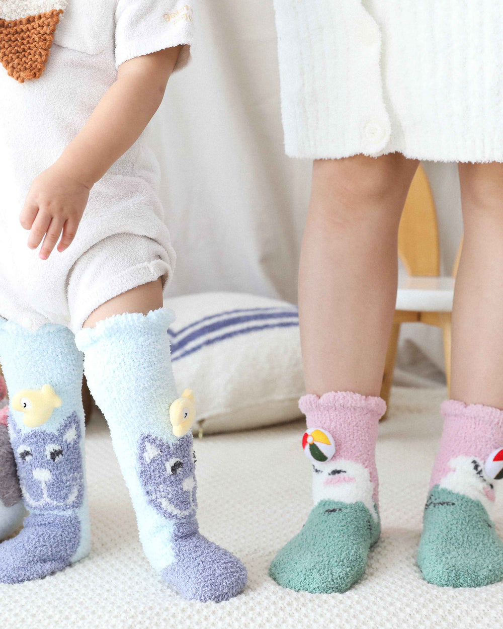 3-Pack Adult Kids Crew Socks Cartoon Jacquard Series Cozy Thick Non Slip Socks