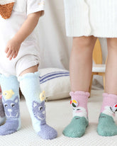 3-Pack Adult Kids Crew Socks Cartoon Jacquard Series Cozy Thick Non Slip Socks