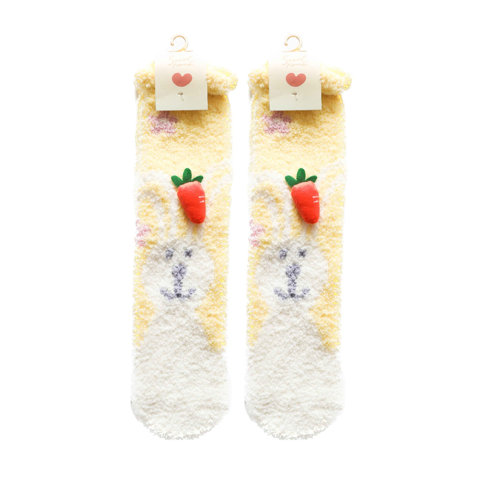 Adult Kids Crew Socks Cartoon Jacquard Series Cozy Thick Fuzzy Non Slip Socks