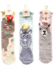 3-Pack Adult Kids Crew Socks Cartoon Jacquard Series Cozy Thick Non Slip Socks