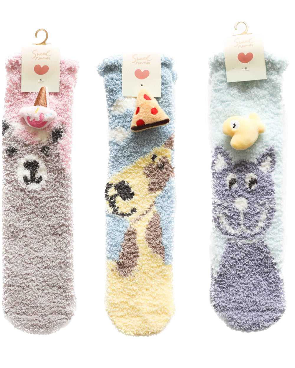 3-Pack Adult Kids Crew Socks Cartoon Jacquard Series Cozy Thick Non Slip Socks