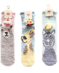 3-Pack Adult Kids Crew Socks Cartoon Jacquard Series Cozy Thick Non Slip Socks