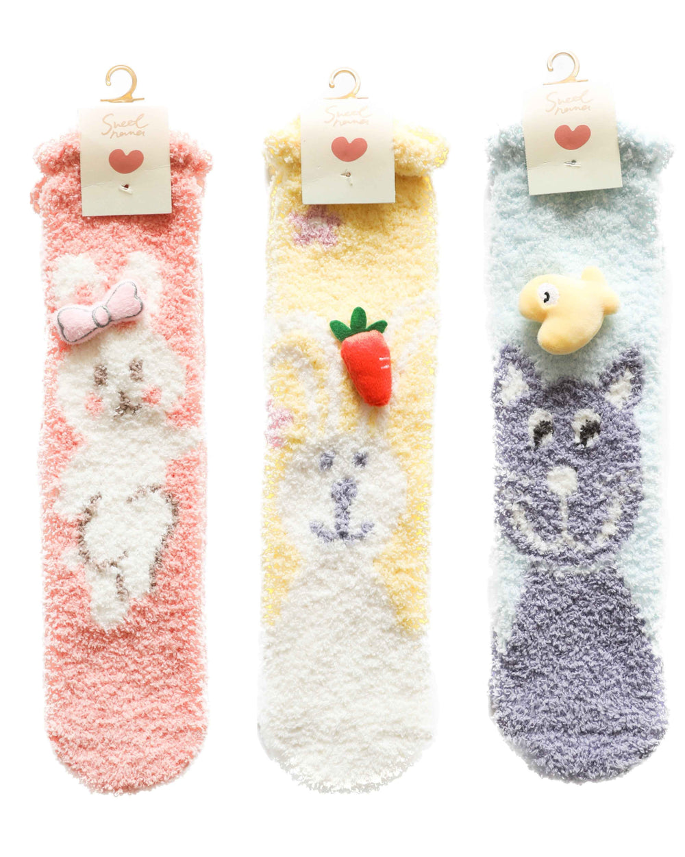 3-Pack Adult Kids Crew Socks Cartoon Jacquard Series Cozy Thick Non Slip Socks
