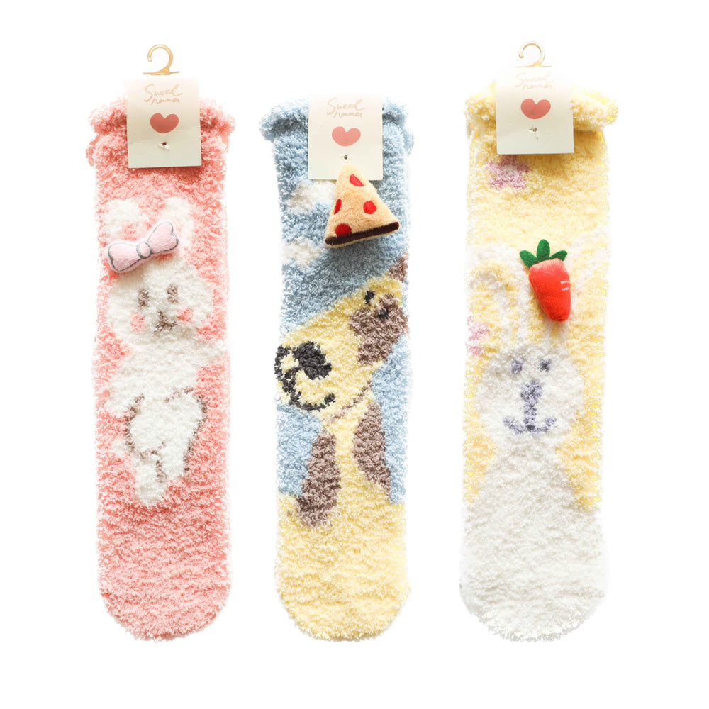 3-Pack Adult Kids Crew Socks Cartoon Jacquard Series Cozy Thick Non Slip Socks