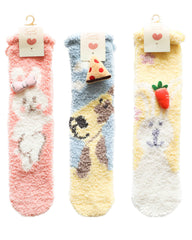 3-Pack Adult Kids Crew Socks Cartoon Jacquard Series Cozy Thick Non Slip Socks