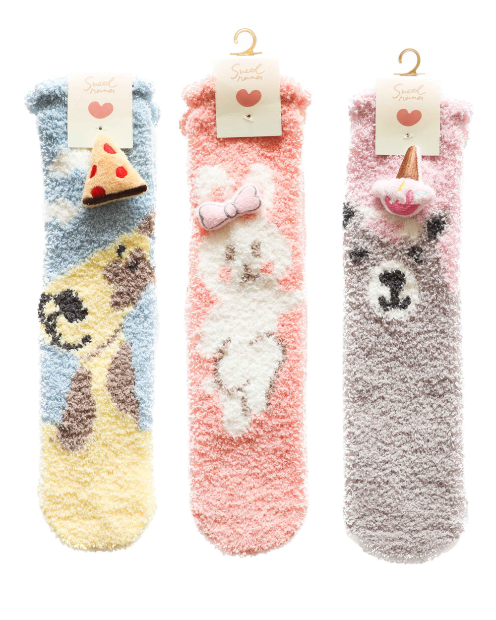3-Pack Adult Kids Crew Socks Cartoon Jacquard Series Cozy Thick Non Slip Socks
