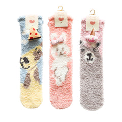 3-Pack Adult Kids Crew Socks Cartoon Jacquard Series Cozy Thick Non Slip Socks
