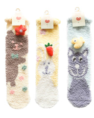 3-Pack Adult Kids Crew Socks Cartoon Jacquard Series Cozy Thick Non Slip Socks