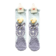 Adult Kids Crew Socks Cartoon Jacquard Series Cozy Thick Fuzzy Non Slip Socks