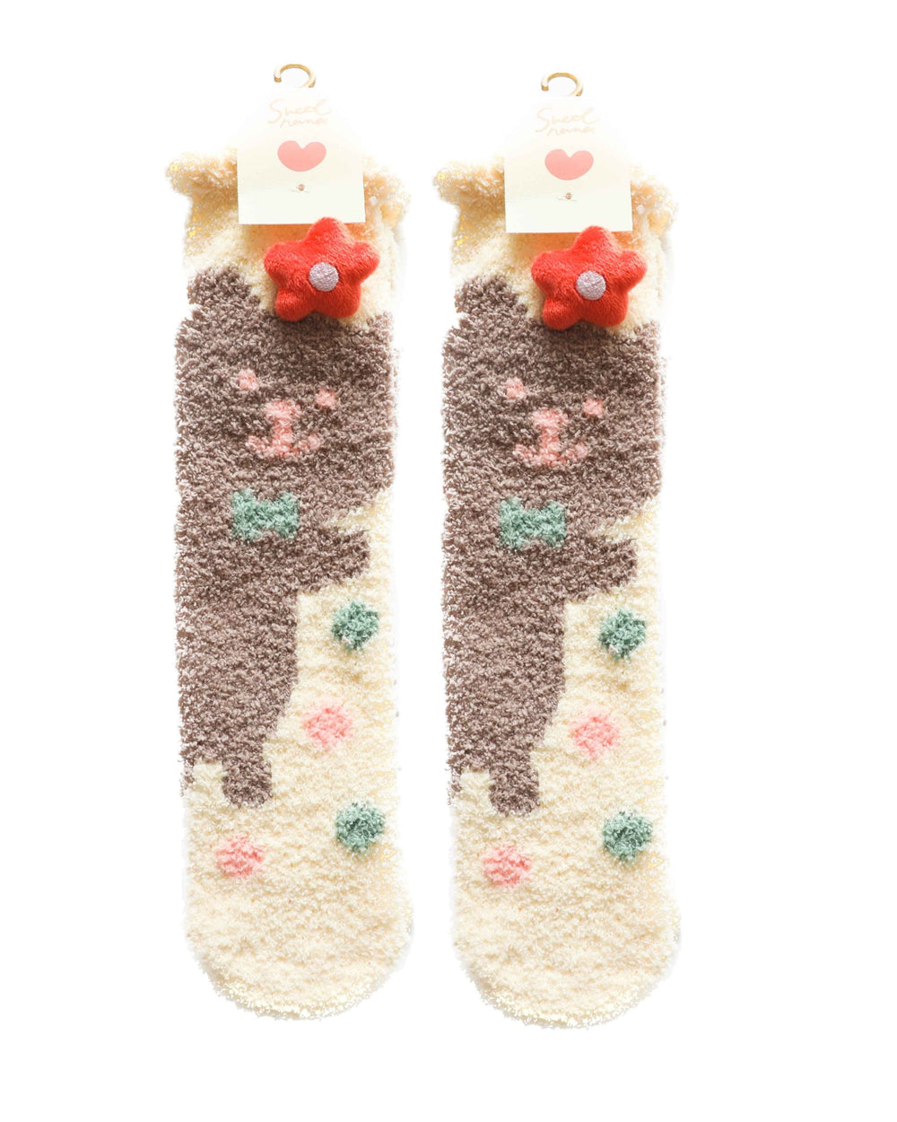 Adult Kids Crew Socks Cartoon Jacquard Series Cozy Thick Fuzzy Non Slip Socks