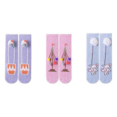 Sweetnana Cozy Cartoon Pattern Crew Socks for Women, Thickened Fuzzy Winter Stockings, Cute Tube Socks, Super Soft and Warm Women’s Cozy Socks for All-Day Comfort