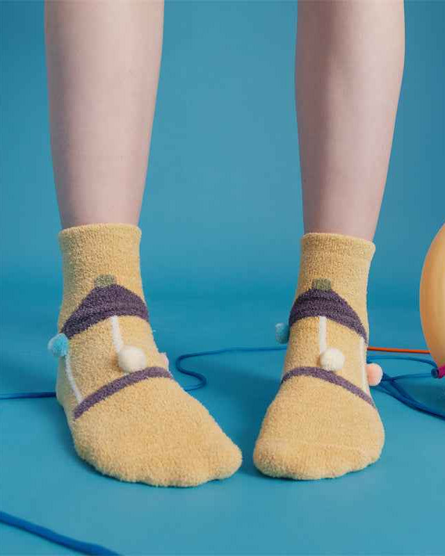 Sweetnana Cozy Cartoon Pattern Crew Socks for Women, Thickened Fuzzy Winter Stockings, Cute Tube Socks, Super Soft and Warm Women’s Cozy Socks for All-Day Comfort