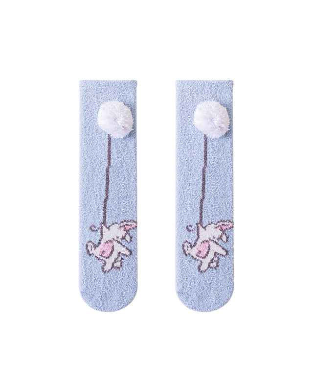Sweetnana Cozy Cartoon Pattern Crew Socks for Women, Thickened Fuzzy Winter Stockings, Cute Tube Socks, Super Soft and Warm Women’s Cozy Socks for All-Day Comfort