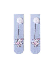 Sweetnana Cozy Cartoon Pattern Crew Socks for Women, Thickened Fuzzy Winter Stockings, Cute Tube Socks, Super Soft and Warm Women’s Cozy Socks for All-Day Comfort