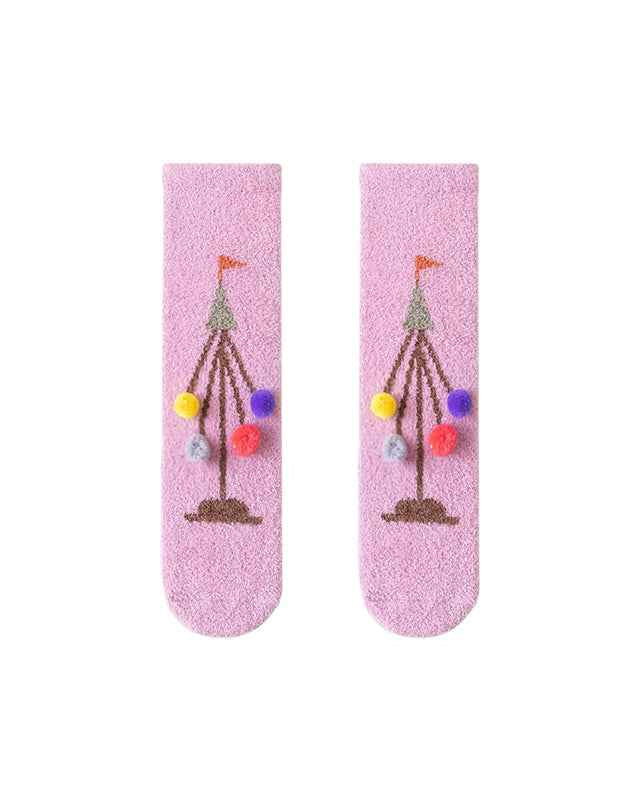 Sweetnana Cozy Cartoon Pattern Crew Socks for Women, Thickened Fuzzy Winter Stockings, Cute Tube Socks, Super Soft and Warm Women’s Cozy Socks for All-Day Comfort