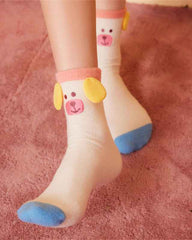 Sweetnana 3-Pack Cozy Crew Socks for Women & Kids - Funny Big Ears Series Cute Fuzzy Winter Stockings - Thickened Tube Socks for Lounge Wear