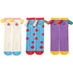 Sweetnana 3-Pack Cozy Crew Socks for Women & Kids - Funny Big Ears Series Cute Fuzzy Winter Stockings - Thickened Tube Socks for Lounge Wear