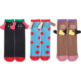 Sweetnana 3-Pack Cozy Crew Socks for Women & Kids - Funny Big Ears Series Cute Fuzzy Winter Stockings - Thickened Tube Socks for Lounge Wear