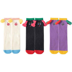 Sweetnana 3-Pack Cozy Crew Socks for Women & Kids - Funny Big Ears Series Cute Fuzzy Winter Stockings - Thickened Tube Socks for Lounge Wear