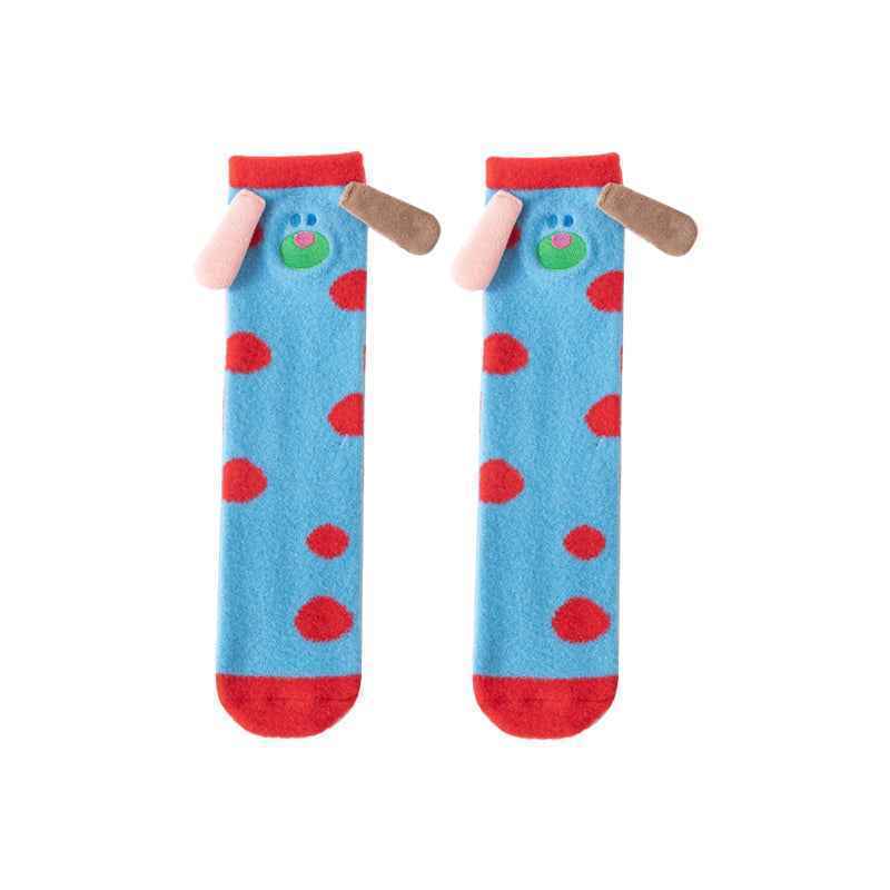 3-Pack Adults Kids Crew Socks Funny Big Ears Series Cute Fuzzy Thick Soft Cozy Socks