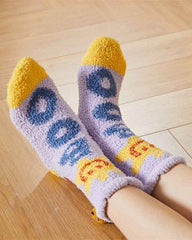 Sweetnana 3-Pack Women’s Cozy Crew Socks – Super Soft Non-Slip Slipper Socks with Smiley Face Designs, Thickened and Fuzzy for Winter