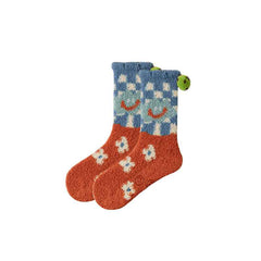 Sweetnana Women’s Cozy Crew Socks – Super Soft and Anti-Slip Slipper Socks, Smiley Face Series for Winter Lounge Wear