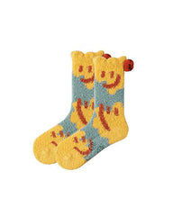 Sweetnana Women’s Cozy Crew Socks – Super Soft and Anti-Slip Slipper Socks, Smiley Face Series for Winter Lounge Wear