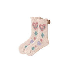 Sweetnana Women’s Cozy Crew Socks – Super Soft and Anti-Slip Slipper Socks, Smiley Face Series for Winter Lounge Wear