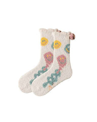 Sweetnana Women’s Cozy Crew Socks – Super Soft and Anti-Slip Slipper Socks, Smiley Face Series for Winter Lounge Wear