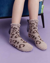 Sweetnana Women’s Cozy Crew Socks, Fuzzy Thickened Winter Stockings, Cute Non-Slip Slipper Socks, Super Soft, Lace Leopard Print Series.