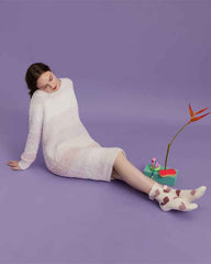 Sweetnana 3-Pack "Love Jacquard" Series Cozy Crew Socks for Women, Thickened Non-Slip Fuzzy Lounge Socks for Winter Warmth and Style