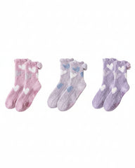 Sweetnana 3-Pack "Love Jacquard" Series Cozy Crew Socks for Women, Thickened Non-Slip Fuzzy Lounge Socks for Winter Warmth and Style