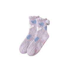 Sweetnana Cozy Crew Socks for Women, "Love Jacquard" Design Super Soft Non-Slip Fuzzy Lounge Socks for All-Day Comfort and Style