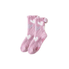Sweetnana Cozy Crew Socks for Women, "Love Jacquard" Design Super Soft Non-Slip Fuzzy Lounge Socks for All-Day Comfort and Style