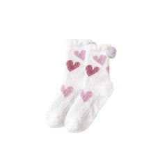 Sweetnana Cozy Crew Socks for Women, "Love Jacquard" Design Super Soft Non-Slip Fuzzy Lounge Socks for All-Day Comfort and Style